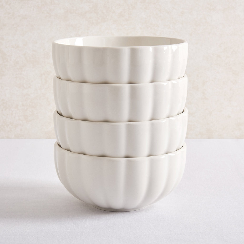 Dusklia - Mira Scalloped Set of 4 Cereal Bowls - Off White