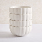 Dusklia - Mira Scalloped Set of 4 Cereal Bowls - Off White