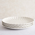 Dusklia - Mira Scalloped Set of 4 Dinner Plates - Off White