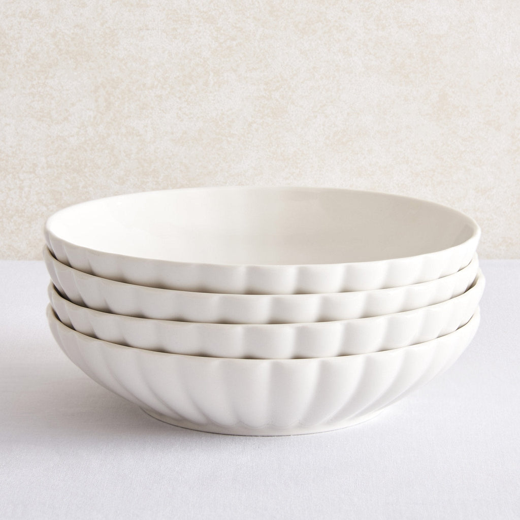 Dusklia - Mira Scalloped Set of 4 Pasta Bowls - Off White