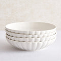 Dusklia - Mira Scalloped Set of 4 Pasta Bowls - Off White