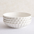 Dusklia - Mira Scalloped Set of 4 Pasta Bowls - Off White