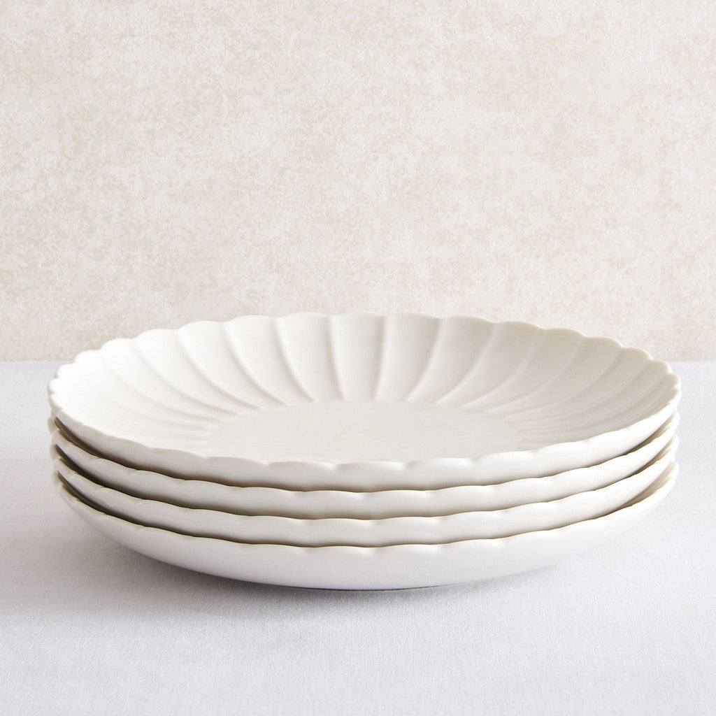 Dusklia - Mira Scalloped Set of 4 Side Plates - Off White