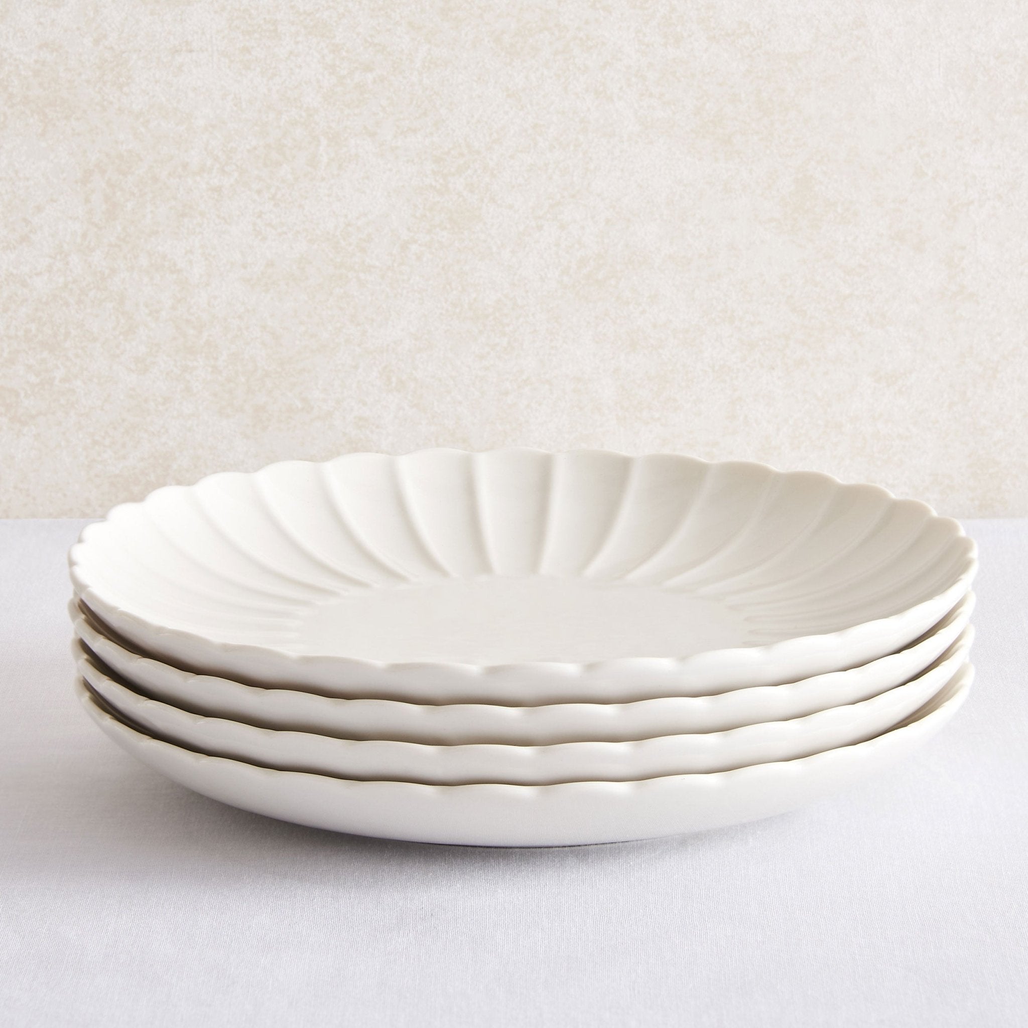 Dusklia - Mira Scalloped Set of 4 Side Plates - Off White