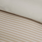 Dusklia - Miran Yarn Dyed Muslin Duvet Cover & Pillowcase Set - Natural/White