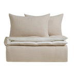 Dusklia - Miran Yarn Dyed Muslin Duvet Cover & Pillowcase Set - Natural/White