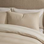 Dusklia - Miran Yarn Dyed Muslin Duvet Cover & Pillowcase Set - Natural/White