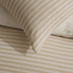 Dusklia - Miran Yarn Dyed Muslin Duvet Cover & Pillowcase Set - Natural/White