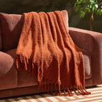 Dusklia - Mohair Style Sofa Throw - Burnt Orange