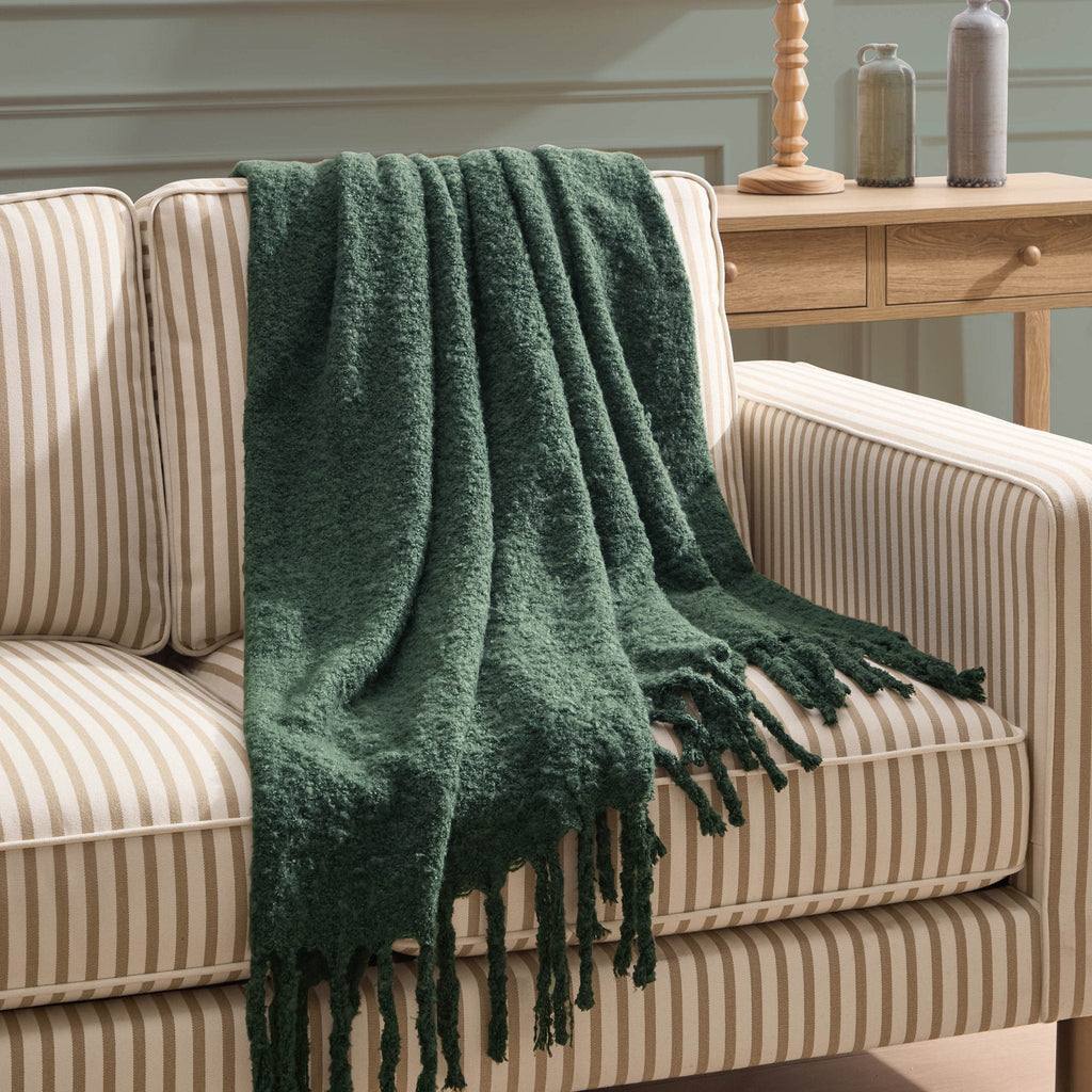 Dusklia - Mohair Style Sofa Throw - Forest Green