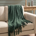 Dusklia - Mohair Style Sofa Throw - Forest Green