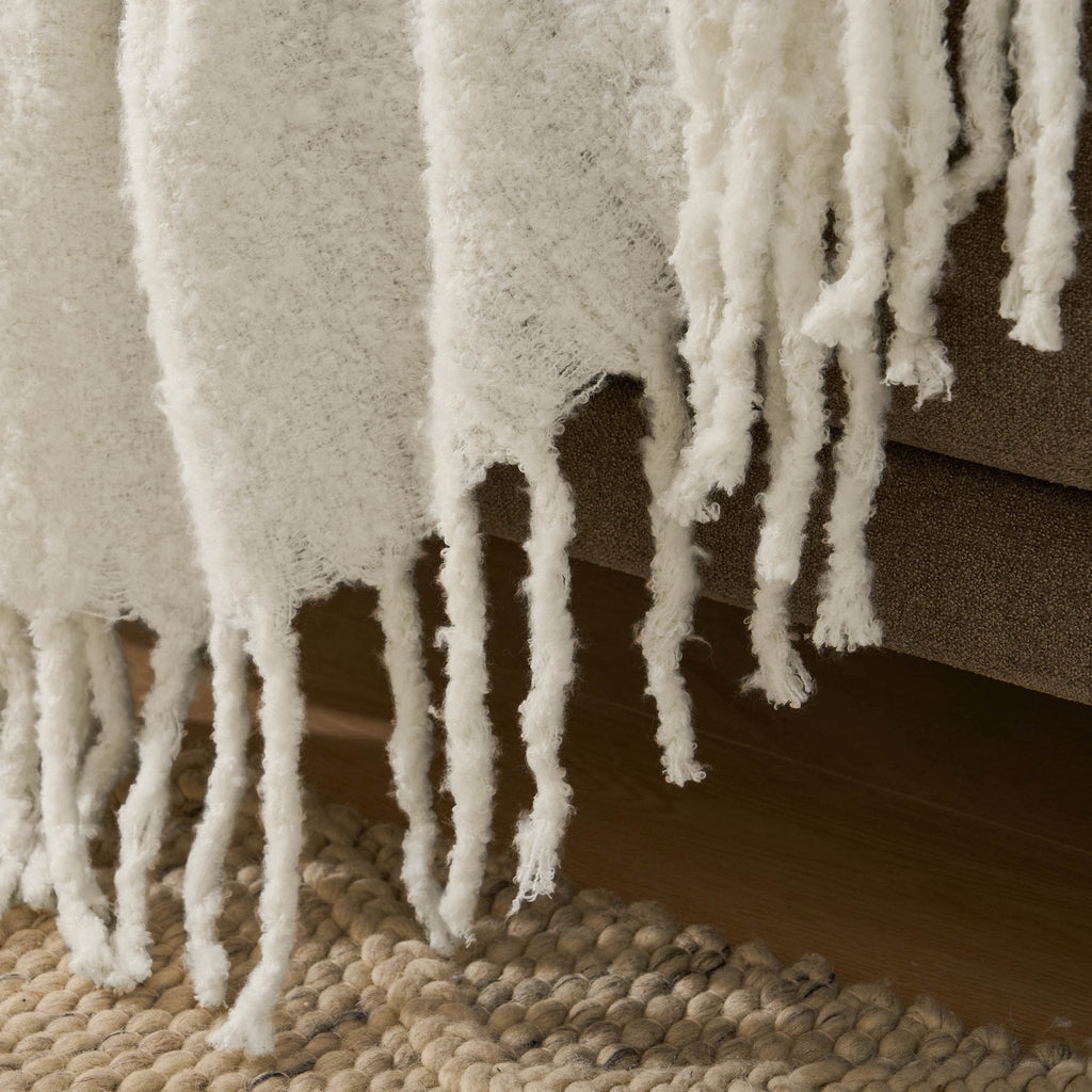 Dusklia - Mohair Style Sofa Throw - Natural