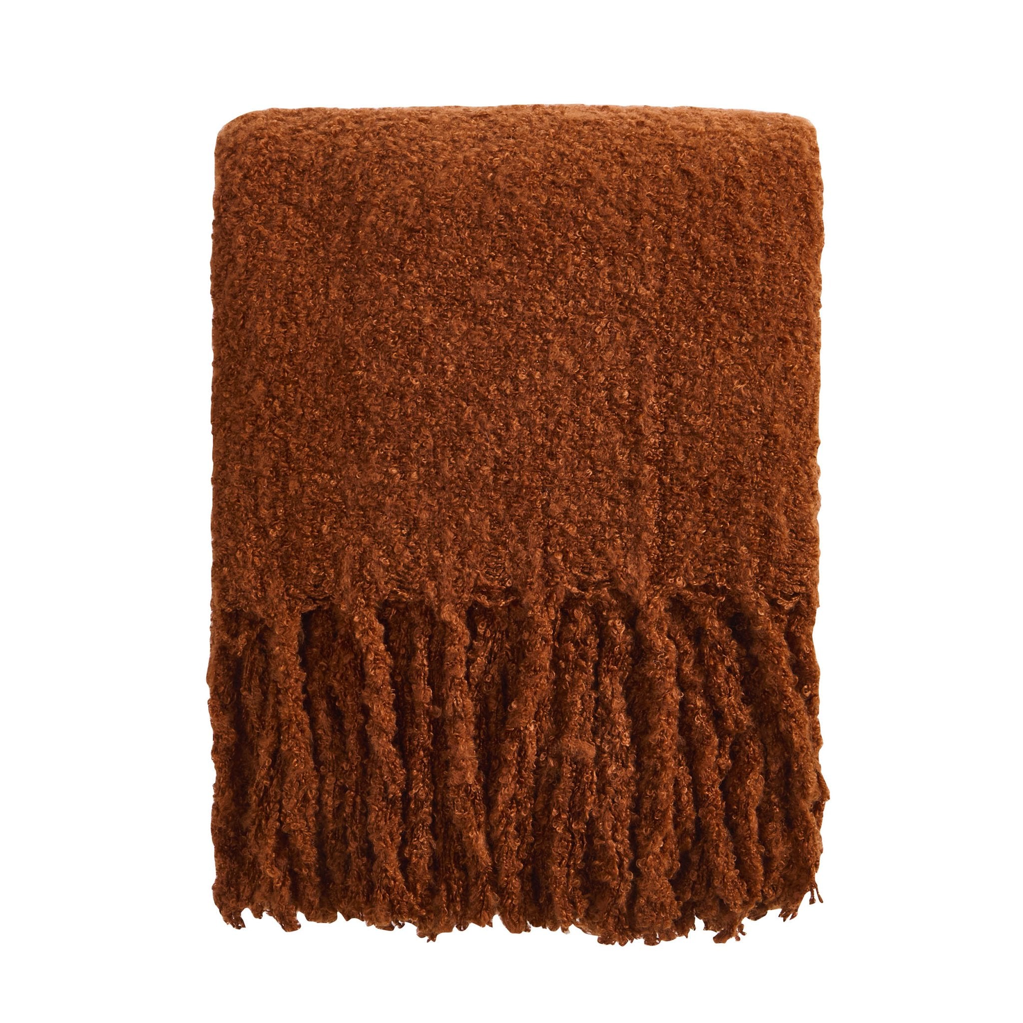 Dusklia - Mohair Style Sofa Throw - Burnt Orange