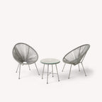 Dusklia - Monaco Outdoor 2 Seater Round Bistro Table and Egg Chairs - Grey