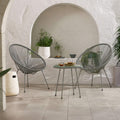 Dusklia - Monaco Outdoor 2 Seater Round Bistro Table and Egg Chairs - Grey