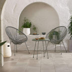 Dusklia - Monaco Outdoor 2 Seater Round Bistro Table and Egg Chairs - Grey