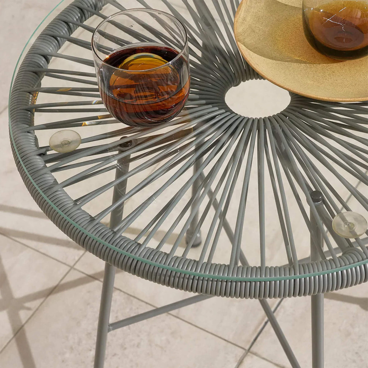 Dusklia - Monaco Outdoor 2 Seater Round Bistro Table and Egg Chairs - Grey