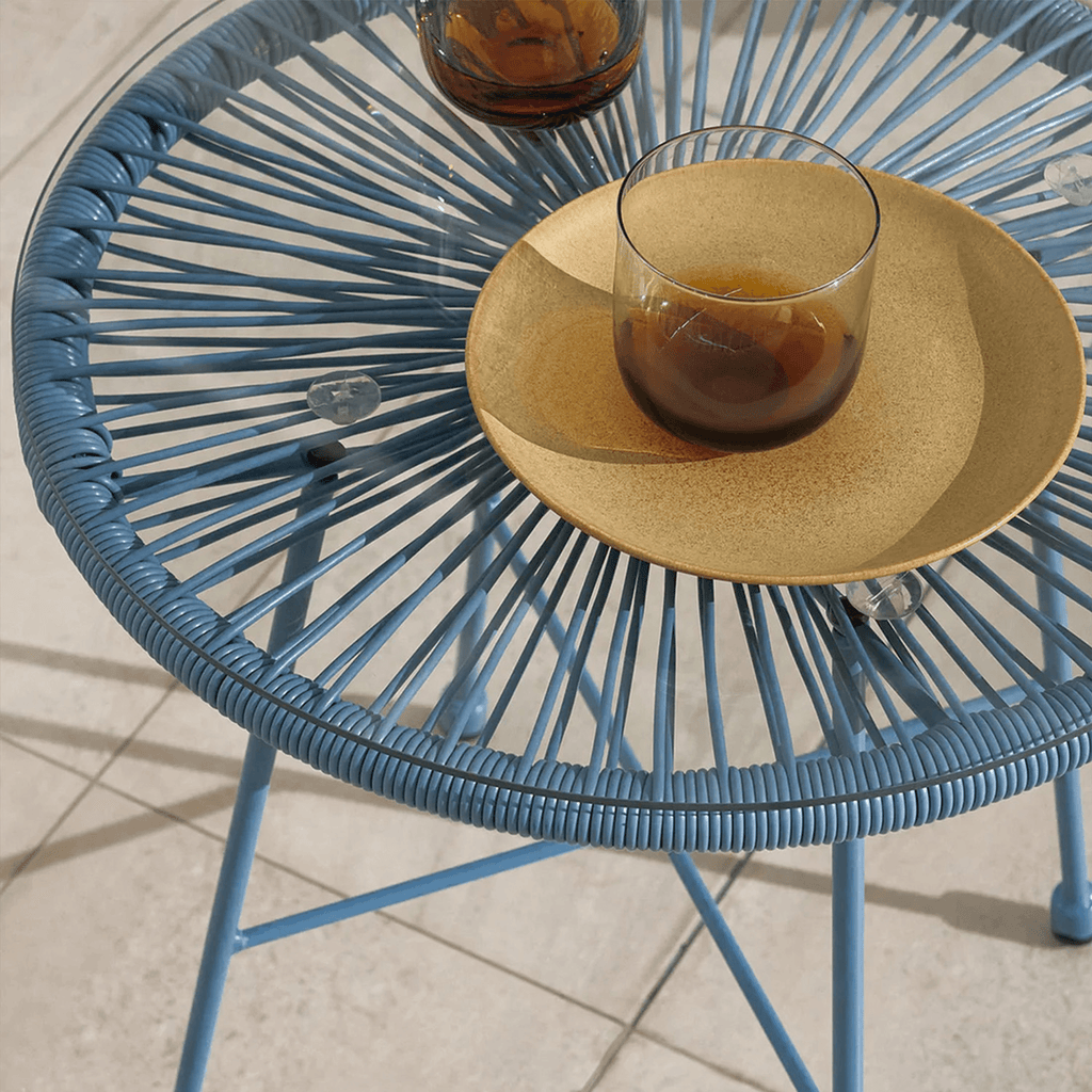 Dusklia - Monaco Outdoor 2 Seater Round Bistro Table and Egg Chairs - Blue