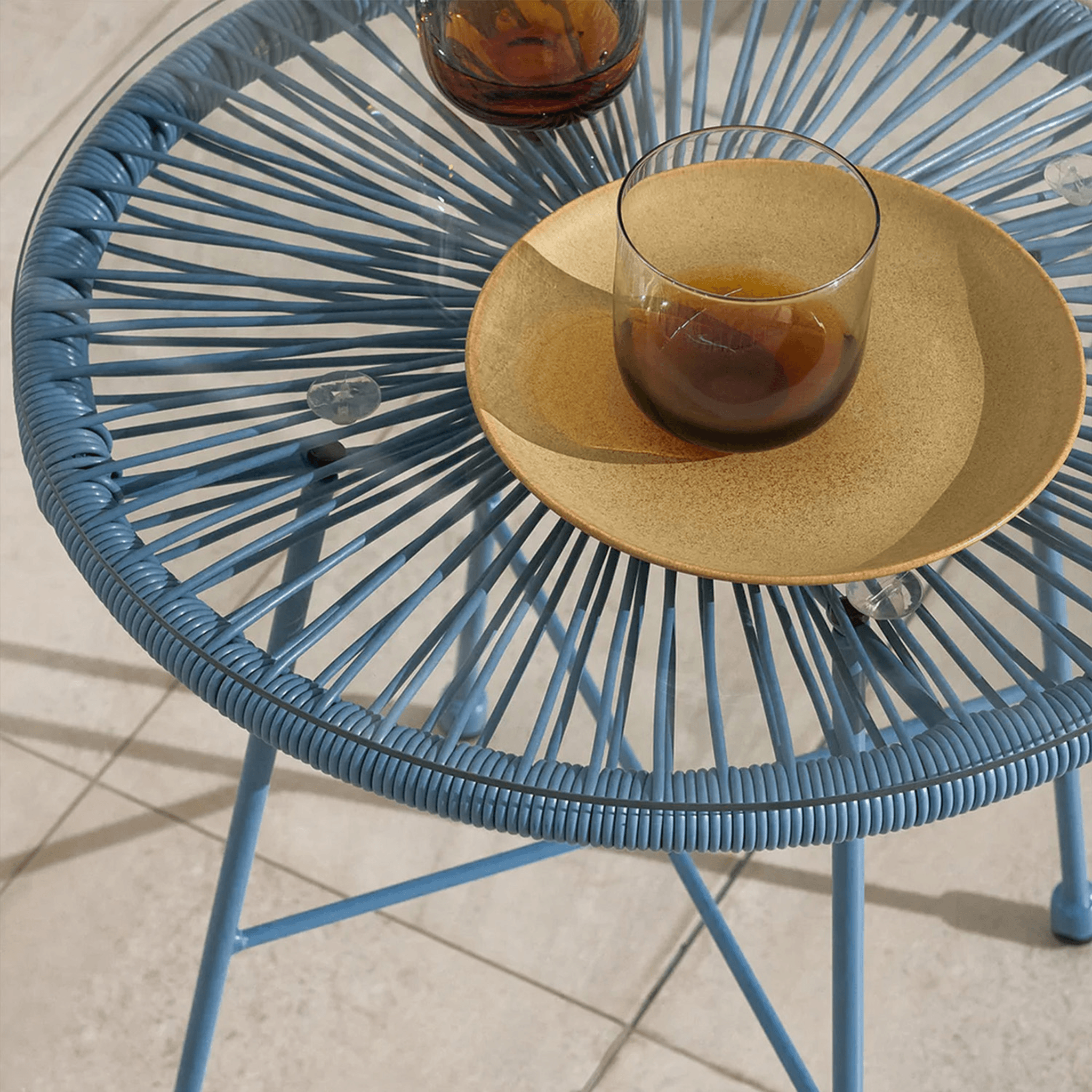 Dusklia - Monaco Outdoor 2 Seater Round Bistro Table and Egg Chairs - Blue