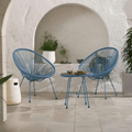 Dusklia - Monaco Outdoor 2 Seater Round Bistro Table and Egg Chairs - Blue