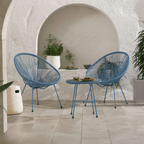 Dusklia - Monaco Outdoor 2 Seater Round Bistro Table and Egg Chairs - Blue