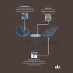 Dusklia - Monaco Outdoor 2 Seater Round Bistro Table and Egg Chairs - Blue