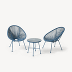 Dusklia - Monaco Outdoor 2 Seater Round Bistro Table and Egg Chairs - Blue