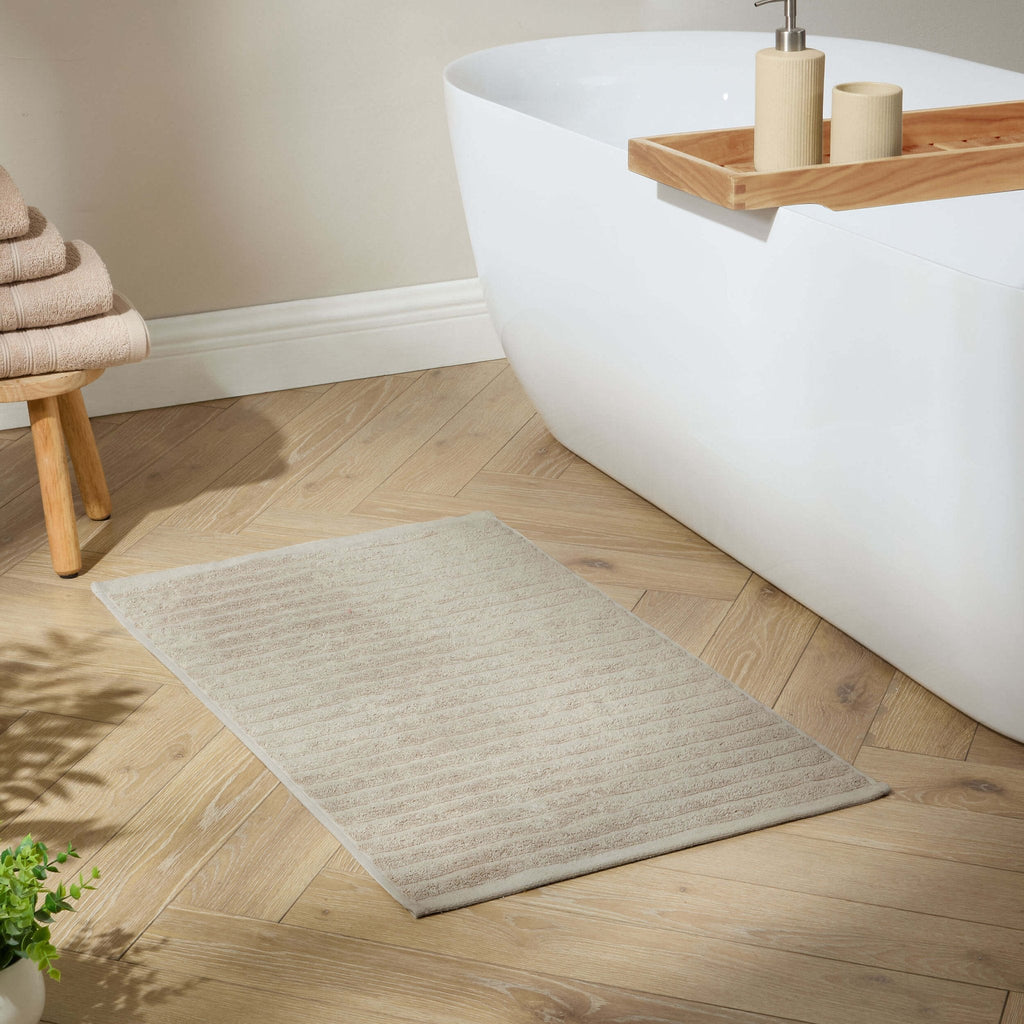 Dusklia - Monaco Plush Ribbed Cotton Bath Mat - Mushroom
