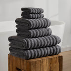 Dusklia - Monaco Plush Ribbed Cotton Towel Collection - Charcoal