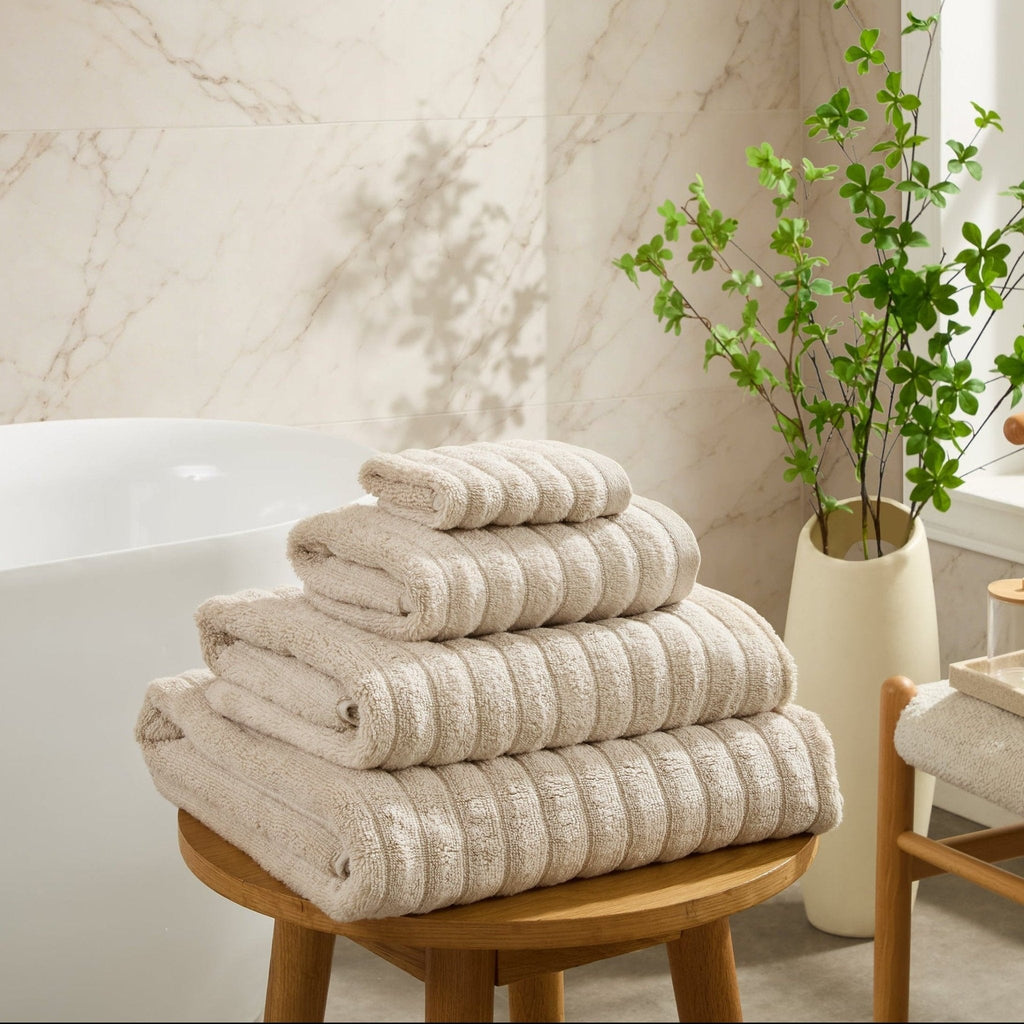 Dusklia - Monaco Plush Ribbed Cotton Towel Collection - Mushroom