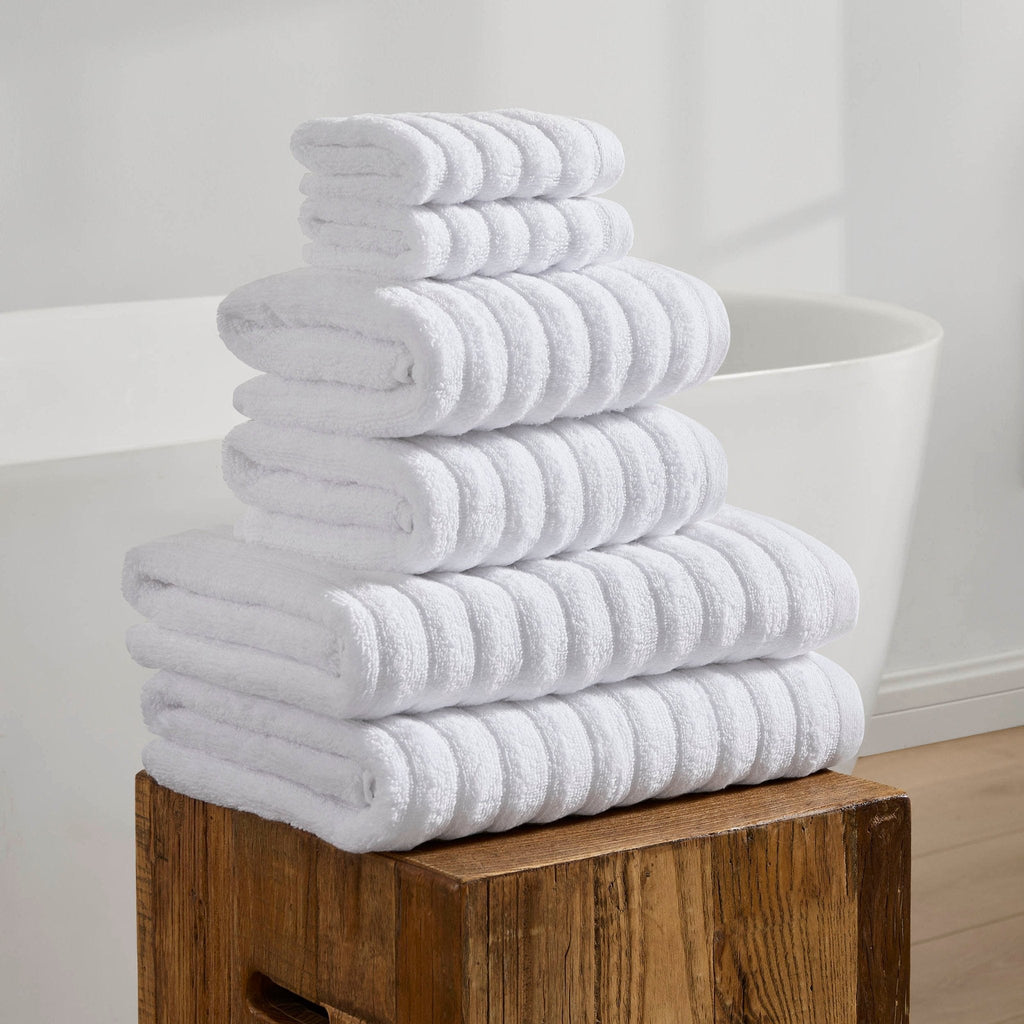 Dusklia - Monaco Plush Ribbed Cotton Towel Collection - White