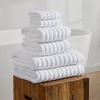 Dusklia - Monaco Plush Ribbed Cotton Towel Collection - White