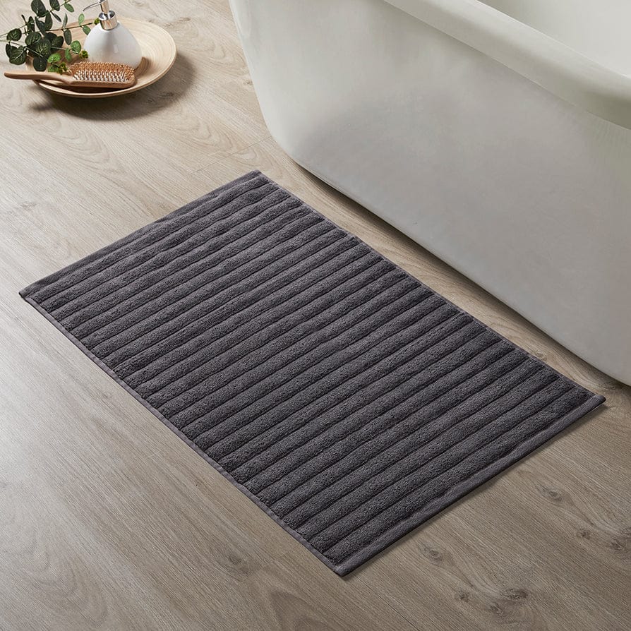 Dusklia - Monaco Ribbed Cotton Bath Mat - Charcoal