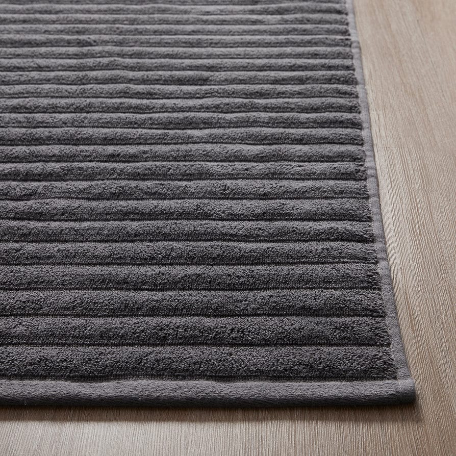 Dusklia - Monaco Ribbed Cotton Bath Mat - Charcoal