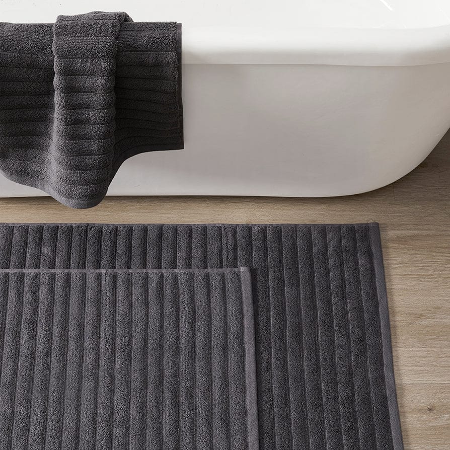 Dusklia - Monaco Ribbed Cotton Bath Mat - Charcoal