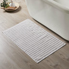 Dusklia - Monaco Ribbed Cotton Bath Mat - Light Grey