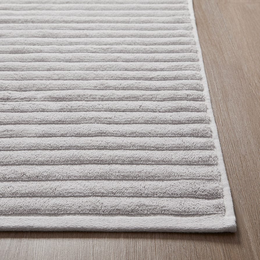 Dusklia - Monaco Ribbed Cotton Bath Mat - Light Grey