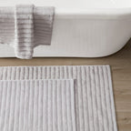 Dusklia - Monaco Ribbed Cotton Bath Mat - Light Grey