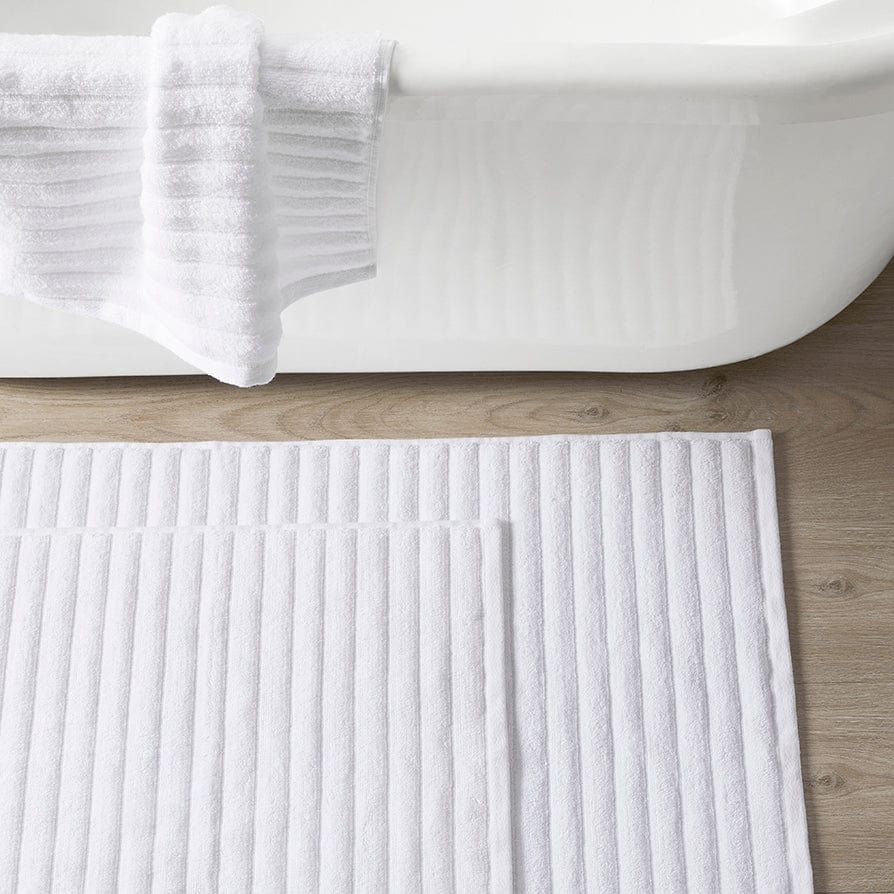 Dusklia - Monaco Ribbed Cotton Bath Mat - White