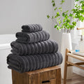 Dusklia - Monaco Plush Ribbed Cotton Towel Collection - Charcoal