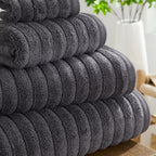 Dusklia - Monaco Plush Ribbed Cotton Towel Collection - Charcoal