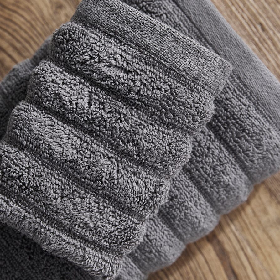 Dusklia - Monaco Plush Ribbed Cotton Towel Collection - Charcoal