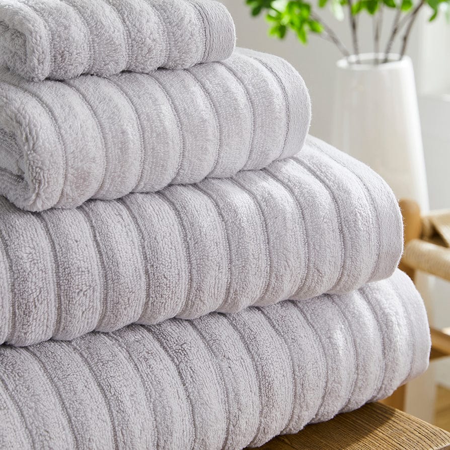 Dusklia - Monaco Plush Ribbed Cotton Towel Collection - Light Grey