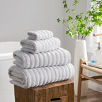 Dusklia - Monaco Plush Ribbed Cotton Towel Collection - Light Grey