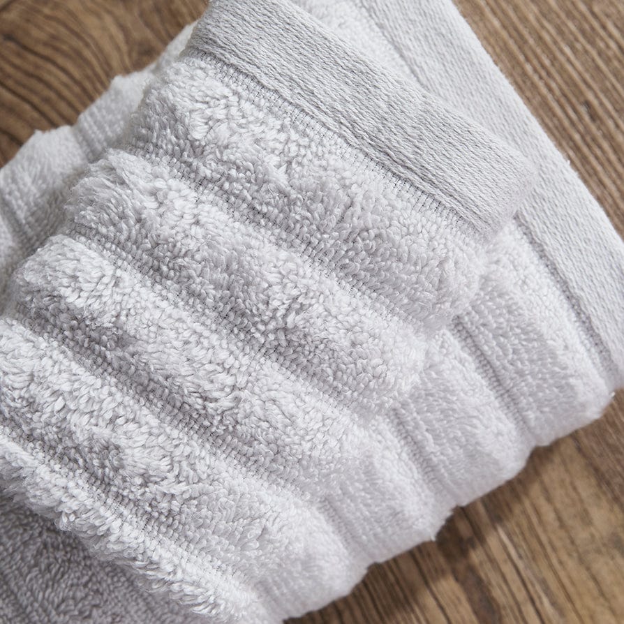 Dusklia - Monaco Plush Ribbed Cotton Towel Collection - Light Grey