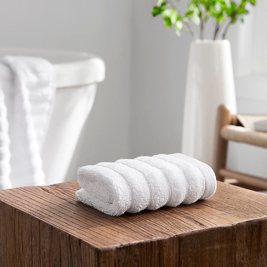 Dusklia - Monaco Plush Ribbed Cotton Towel Collection - White