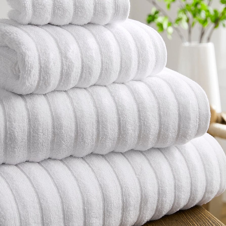 Dusklia - Monaco Plush Ribbed Cotton Towel Collection - White