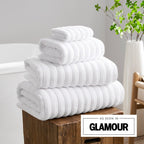 Dusklia - Monaco Plush Ribbed Cotton Towel Collection - White