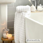 Dusklia - Monaco Plush Ribbed Cotton Towel Collection - White