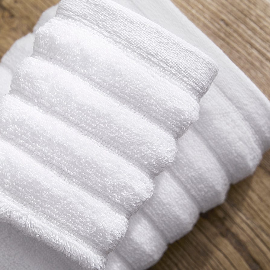 Dusklia - Monaco Plush Ribbed Cotton Towel Collection - White